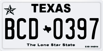 TX license plate BCD0397