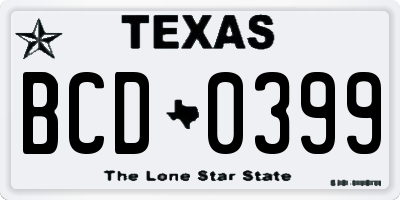TX license plate BCD0399