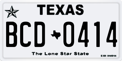 TX license plate BCD0414