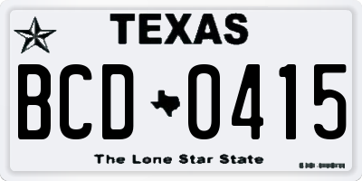 TX license plate BCD0415