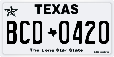 TX license plate BCD0420