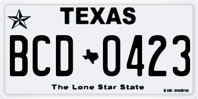TX license plate BCD0423