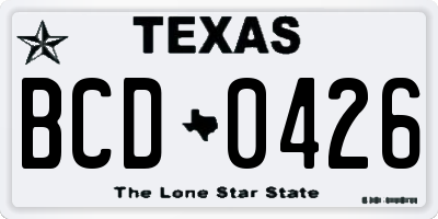 TX license plate BCD0426