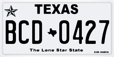 TX license plate BCD0427