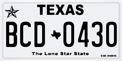 TX license plate BCD0430