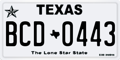 TX license plate BCD0443