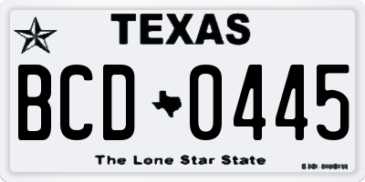 TX license plate BCD0445