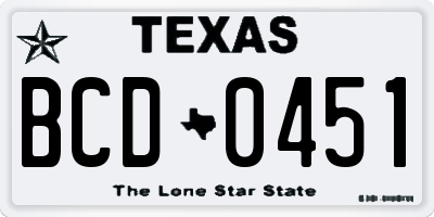 TX license plate BCD0451