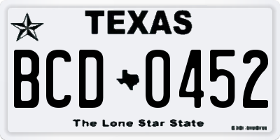 TX license plate BCD0452
