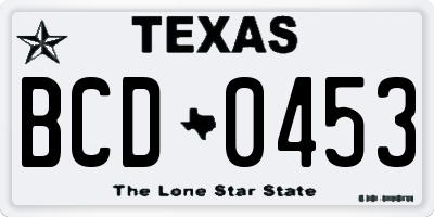 TX license plate BCD0453