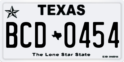 TX license plate BCD0454