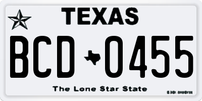 TX license plate BCD0455