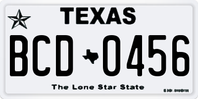 TX license plate BCD0456