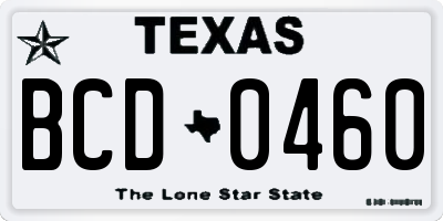 TX license plate BCD0460