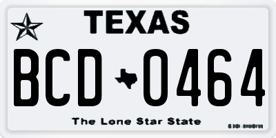 TX license plate BCD0464