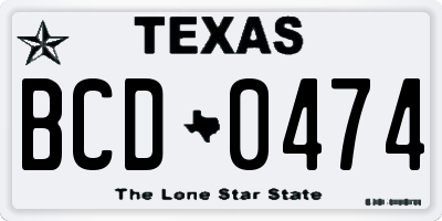 TX license plate BCD0474