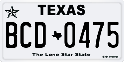 TX license plate BCD0475