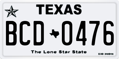 TX license plate BCD0476