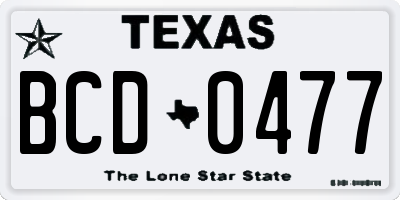 TX license plate BCD0477