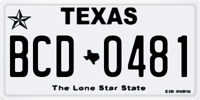 TX license plate BCD0481