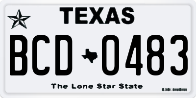 TX license plate BCD0483