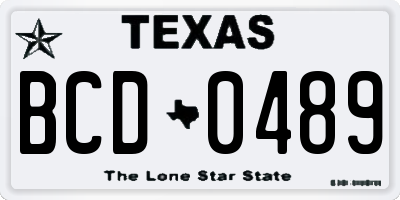 TX license plate BCD0489
