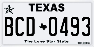 TX license plate BCD0493