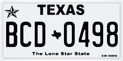 TX license plate BCD0498