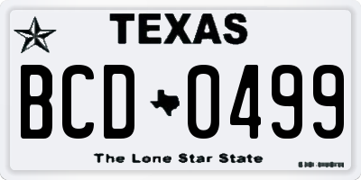 TX license plate BCD0499