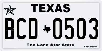 TX license plate BCD0503