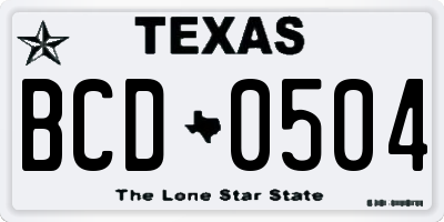 TX license plate BCD0504