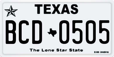 TX license plate BCD0505