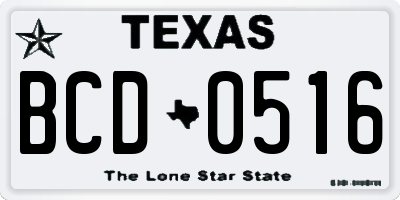 TX license plate BCD0516