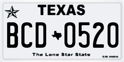 TX license plate BCD0520