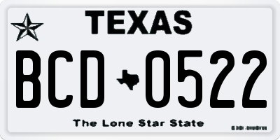 TX license plate BCD0522
