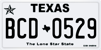 TX license plate BCD0529