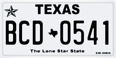 TX license plate BCD0541