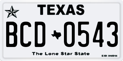 TX license plate BCD0543