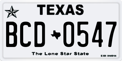 TX license plate BCD0547