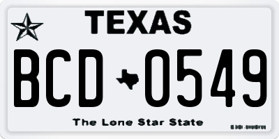 TX license plate BCD0549