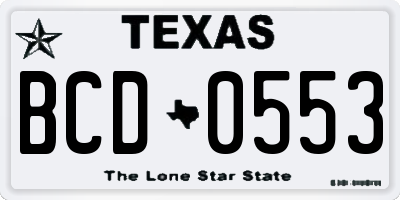 TX license plate BCD0553