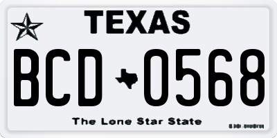 TX license plate BCD0568