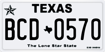 TX license plate BCD0570