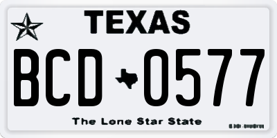 TX license plate BCD0577