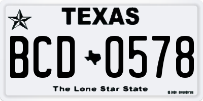 TX license plate BCD0578