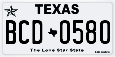 TX license plate BCD0580