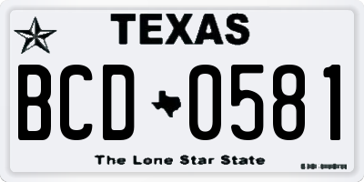 TX license plate BCD0581