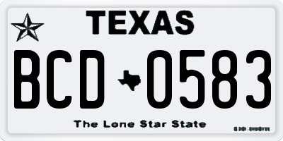 TX license plate BCD0583