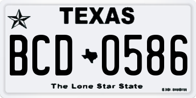 TX license plate BCD0586