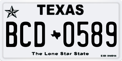 TX license plate BCD0589